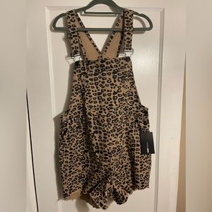 NWT! Leopard Short Overalls